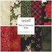 A collage of fabrics included in the Merry Christmas 2026 collection with cream, black, and red fabrics with a holiday theme.