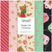 Collage of the fabrics in this collection featuring cute cat Christmas motifs in pink, tan, mint, and black