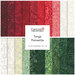 A fanned fabric collage featuring Christmas batiks from Tonga Poinsettias by Timeless Treasures.