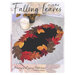 The front of the Falling Leaves wool mat pattern by Granny's Legacy Patterns, showing the completed black wool mat trimmed in vibrant wool appliqué leaves.