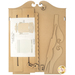 The unfinished wood pieces and instructions that come in the kit to build the medium Quiltkeeper, isolated on a white background.