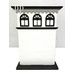 The fully assembled and painted City House #1 Cross Stitch Display Backer, staged on a white tabletop.