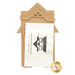 The unfinished and disassembled City House #2 Cross Stitch Display Backer with instructions, isolated on a white background.