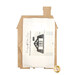 The unfinished and disassembled City House #4 Cross Stitch Display Backer with instructions, isolated on a white background.