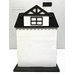 The fully assembled and painted City House #4 Cross Stitch Display Backer, staged on a white tabletop.