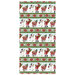 Mottled and multicolor border stripe fabric featuring a snowman, sleigh, and Santa Clause alternating with rows of poinsettia garlands.