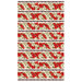 Cream border stripe fabric featuring wreaths of red and white poinsettias.