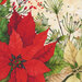 an 8x8 swatch of the panel featuring a red and white poinsettia with splatter accents on a mottled cream background.