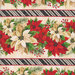 an 8x8 swatch featuring alternating rows of diagonal stripes and garlands of red and white poinsettias