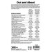 Back cover of the Out and About pattern listing project specifications.