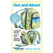Cover of the Out and About pattern with a photo of the finished backpack displayed with the zippered pockets opened wide.