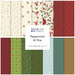 A selection of 14 fabric fat quarters in holiday-themed colors and patterns, titled Peppermint & Pine.
