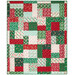The completed Turning Twenty quilt, colored in the Christmas Flannel collection from Riley Blake Designs, isolated on a white background. 