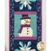 A close up on the snowman, showing fabric colors and print details.