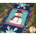 A close up on the snowman, showing fabric colors and print details.