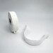A roll of White Thimtech Thimble Tape on its side and unraveled to show the weave, staged on a white background.