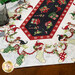 A close up on one end of the runner, showing details on the Christmas-themed gnome fabrics.
