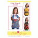 The front of the Cute Friends Child's Apron pattern displaying the kids wearing the finished aprons on a white background.