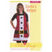 The front of the Santa's Helper Apron pattern displaying a woman wearing the finished apron on a white background.