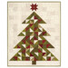 The completed Christmas Tree Quilt colored in red, cream, and green fabrics from the Baubles and Balsam collection by Henry Glass Fabrics, isolated on a white background.