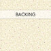 A cream fabric with a small, swirling pattern of leaves in red, green, and cream. A banner at the top reads "Backing".