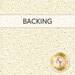 A cream fabric with a small, swirling pattern of leaves in red, green, and cream. A banner at the top reads "Backing," and a golden Shabby Fabrics logo in the corner.