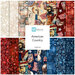 A collage of fabrics included in the American Country collection with white, red, and blue with a Patriotic theme.