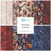 A collage of fabrics included in the American Country FQ Set with white, red, and blue with a Patriotic and music theme.