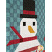 A stylized close up on the top of the snowman, showcasing fabric and piecing details.