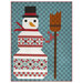 The completed Patchwork Snowman quilt colored in the cool winter teal, red, and white of the Frosty and Forest Friends collection, isolated on a white background.