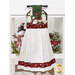 The Hanging Towel, colored in green, cream, and red fabrics from the Woodland Snowmen collection, staged on a white kitchen drawer with coordinating decor.