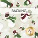 A cream swatch of fabric with tossed snowmen wearing hats and scarves. A banner at the top reads "Backing" and a gold Shabby Fabrics logo sits the the bottom right corner.