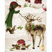 A close up shot of a smaller snowman spending time with a deer and squirrel.  