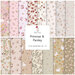 A collage of fabric swatches included in the Primrose & Parsley collection in rose, cream, sage with floral designs.