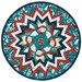 The completed Point of View Kaleidoscope Folded Star Table Topper colored in teal, white, and blue fabrics from the Woodland Wishes collection, isolated on a white background.