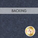 A dark denim blue swatch of fabric with a tonal grunge and paint splatter effect. A transparent banner at the top reads "Backing."