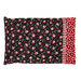 The Snow Crew Flannel pillowcase, colored in fabrics featuring snowmen wearing red hats in white, red and black prints, isolated on a white background.