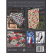 Back cover of a quilting book featuring three quilt designs and an author photo with cocktails.