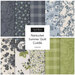 A collage of fabrics included in the Nantucket Summer Quilt Cuddle collection with blue, cream, and green fabrics with a floral theme.