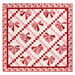 The completed Foundation Paper Piecing Heart & Lattice Quilt colored in pink, red, and white fabrics from the Sew In Love collection by Riley Blake Designs, isolated on a white background.