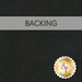 A swatch of black flannel fabric with a transparent banner over the top that reads "Backing."