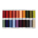 Colorful appliqué thread set of 20 spools, isolated on a white background.