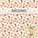 A swatch of cream fabric with sprawling pink florals and abstract geometrics. A banner at the top reads "Backing" and a golden Shabby Fabrics logo sits in the bottom right corner.