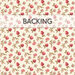 A swatch of cream fabric with sprawling pink florals and abstract geometrics. A banner at the top reads "Backing".