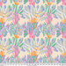 Garden chard inspired design in bright pastel colors on a cream background.
