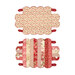 The completed scalloped basket in candy red, pink, and soft white fabrics, isolated on a white background. 