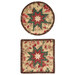 The two completed cream Folded Star Hot Pads, one round and one square, isolated on a white background. 