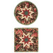 The two completed brown Folded Star Hot Pads, isolated on a white background. 