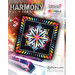Colorful quilt pattern titled Harmony, featuring a star design on a black background.