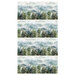 Border stripe fabric featuring a misty mountain landscape, evergreen trees, and soaring birds.